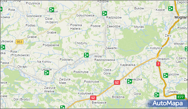 mapa Wola Radziszowska, Wola Radziszowska na mapie Targeo