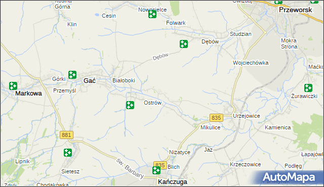 mapa Wolica gmina Gać, Wolica gmina Gać na mapie Targeo