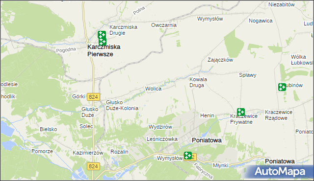 mapa Wolica-Kolonia gmina Karczmiska, Wolica-Kolonia gmina Karczmiska na mapie Targeo
