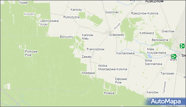 mapa Wólka Modrzejowa, Wólka Modrzejowa na mapie Targeo