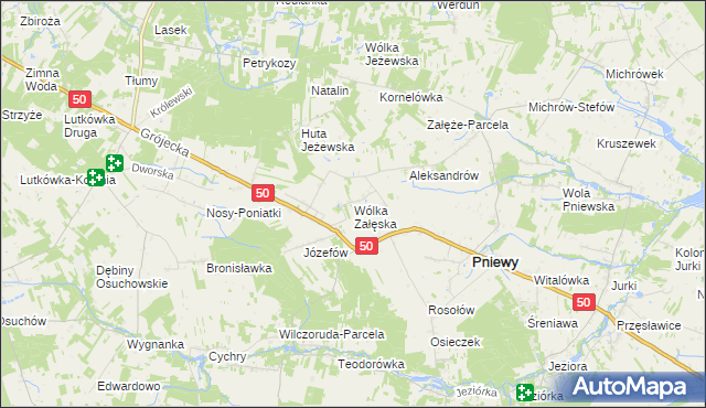 mapa Wólka Załęska gmina Pniewy, Wólka Załęska gmina Pniewy na mapie Targeo