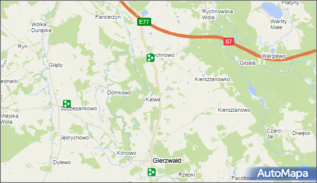 mapa Wróble gmina Grunwald, Wróble gmina Grunwald na mapie Targeo