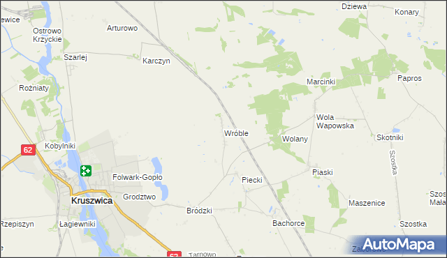 mapa Wróble gmina Kruszwica, Wróble gmina Kruszwica na mapie Targeo