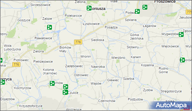 mapa Wroniec, Wroniec na mapie Targeo