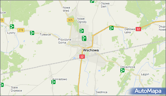 mapa Wschowa, Wschowa na mapie Targeo