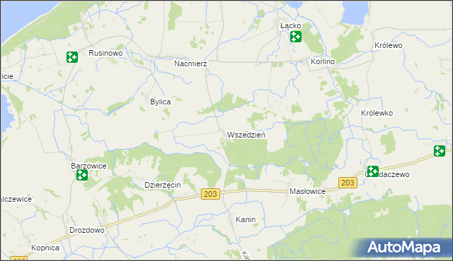 mapa Wszedzień gmina Postomino, Wszedzień gmina Postomino na mapie Targeo