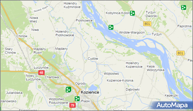 mapa Wymysłów gmina Kozienice, Wymysłów gmina Kozienice na mapie Targeo