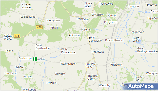 mapa Wyrębów gmina Zadzim, Wyrębów gmina Zadzim na mapie Targeo