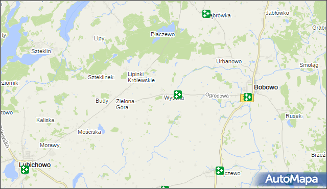 mapa Wysoka gmina Bobowo, Wysoka gmina Bobowo na mapie Targeo