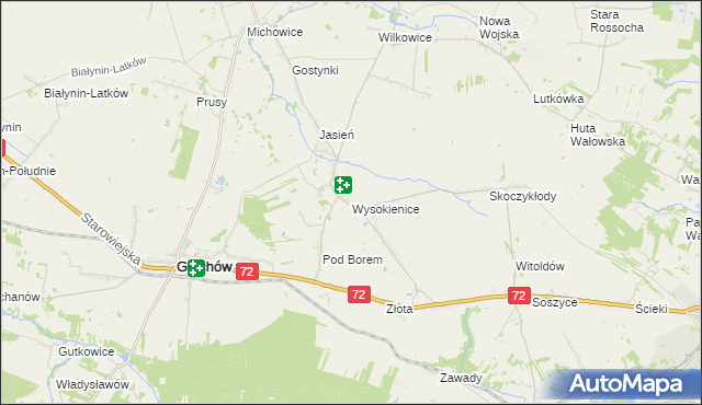 mapa Wysokienice, Wysokienice na mapie Targeo