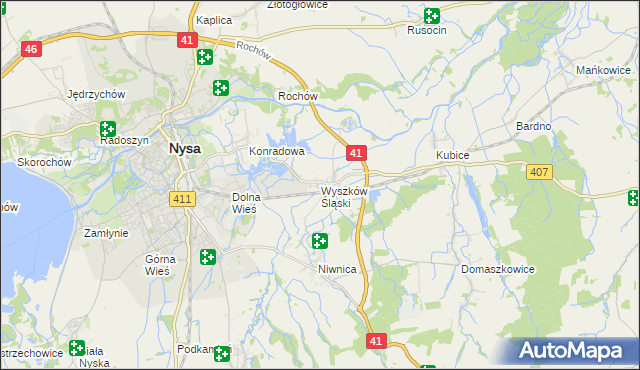 mapa Wyszków Śląski, Wyszków Śląski na mapie Targeo