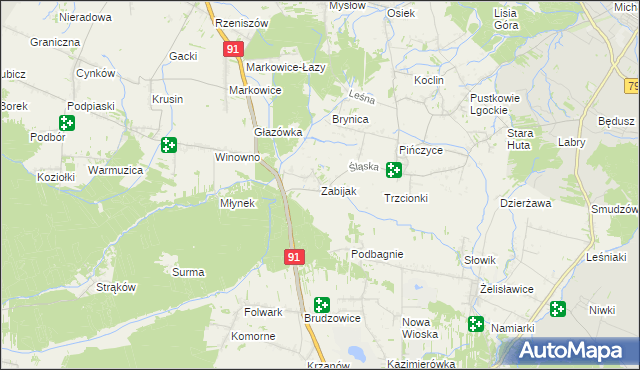 mapa Zabijak gmina Koziegłowy, Zabijak gmina Koziegłowy na mapie Targeo