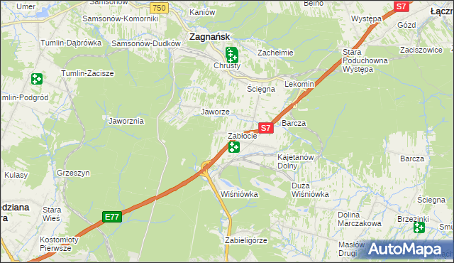 mapa Zabłocie gmina Zagnańsk, Zabłocie gmina Zagnańsk na mapie Targeo