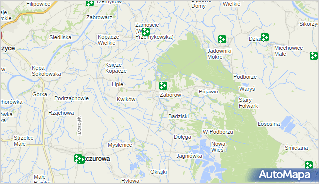 mapa Zaborów gmina Szczurowa, Zaborów gmina Szczurowa na mapie Targeo