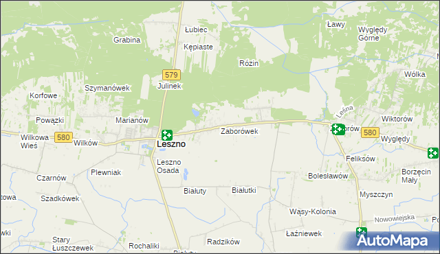 mapa Zaborówek gmina Leszno, Zaborówek gmina Leszno na mapie Targeo