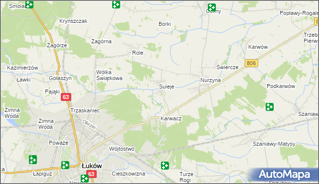 mapa Zabrodzie gmina Łuków, Zabrodzie gmina Łuków na mapie Targeo