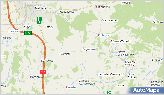 mapa Zagrzewo, Zagrzewo na mapie Targeo