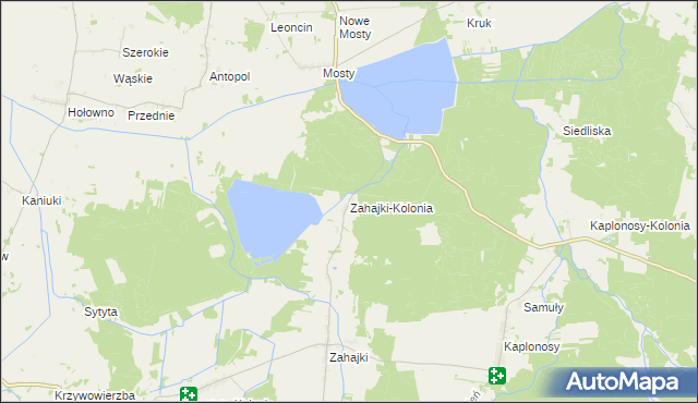 mapa Zahajki-Kolonia, Zahajki-Kolonia na mapie Targeo