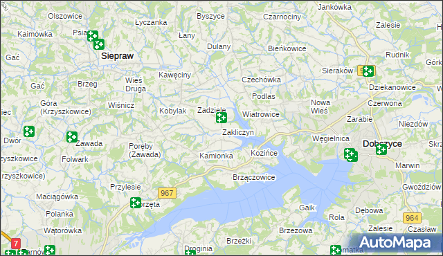 mapa Zakliczyn gmina Siepraw, Zakliczyn gmina Siepraw na mapie Targeo