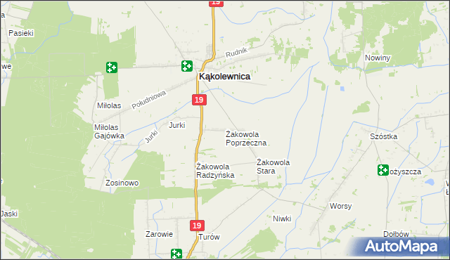 mapa Żakowola Poprzeczna, Żakowola Poprzeczna na mapie Targeo