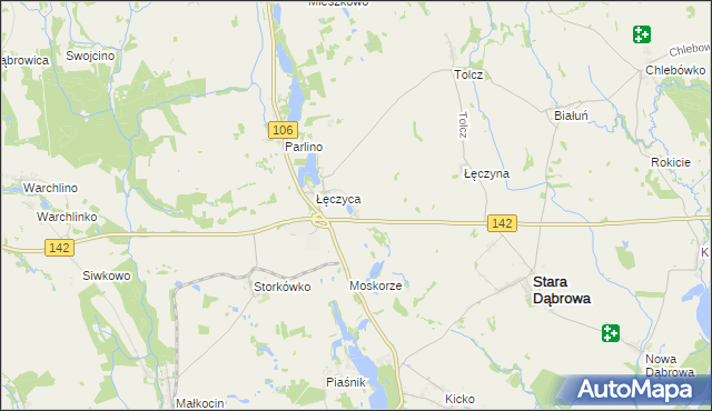 mapa Załęcze gmina Stara Dąbrowa, Załęcze gmina Stara Dąbrowa na mapie Targeo