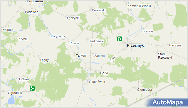 mapa Zalesie gmina Przesmyki, Zalesie gmina Przesmyki na mapie Targeo
