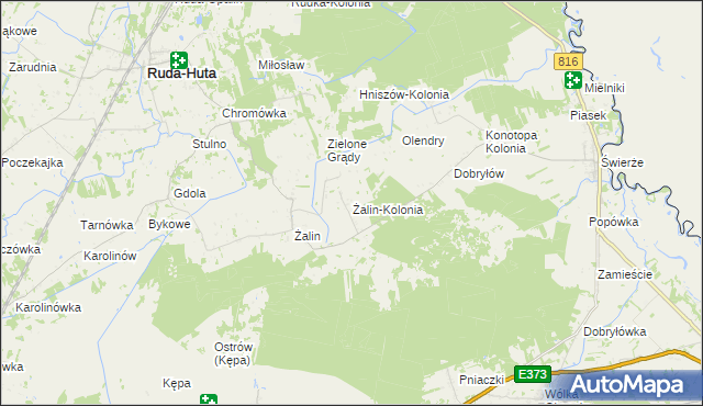 mapa Żalin-Kolonia, Żalin-Kolonia na mapie Targeo