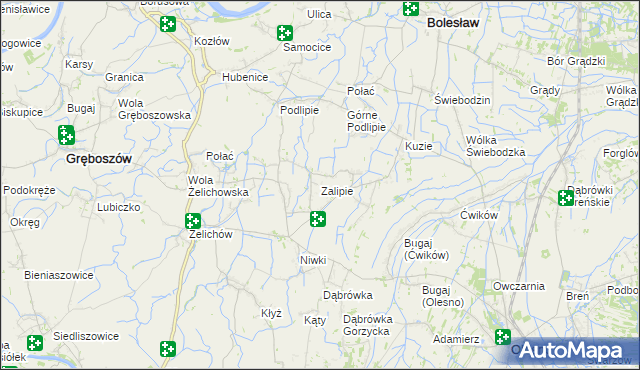 mapa Zalipie gmina Olesno, Zalipie gmina Olesno na mapie Targeo