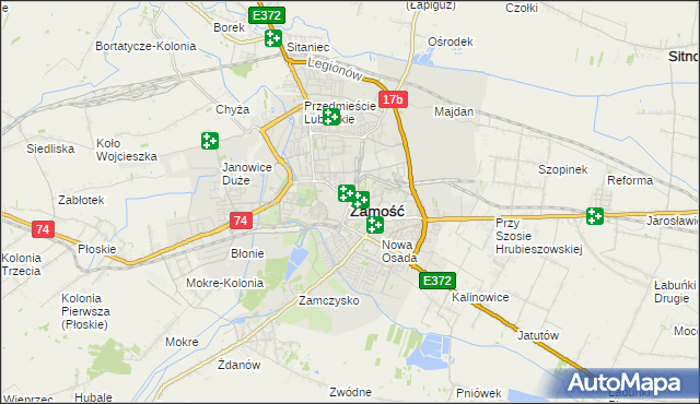 mapa Zamościa, Zamość na mapie Targeo