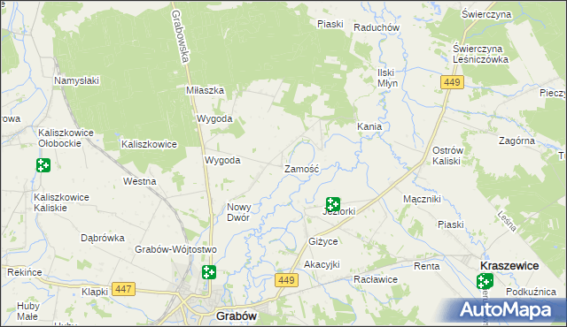mapa Zamość gmina Sieroszewice, Zamość gmina Sieroszewice na mapie Targeo
