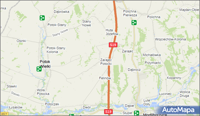 mapa Zarajec Potocki, Zarajec Potocki na mapie Targeo