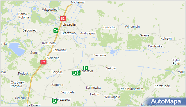 mapa Zastawie gmina Urszulin, Zastawie gmina Urszulin na mapie Targeo