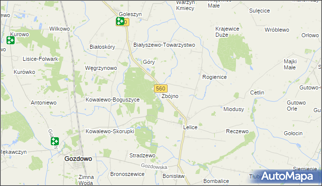 mapa Zbójno gmina Gozdowo, Zbójno gmina Gozdowo na mapie Targeo