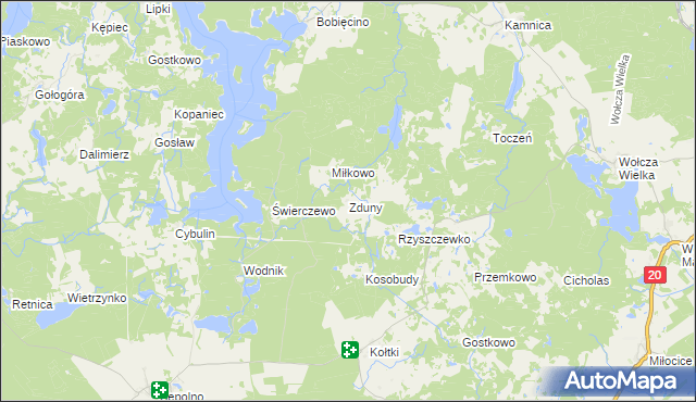 mapa Zduny gmina Biały Bór, Zduny gmina Biały Bór na mapie Targeo