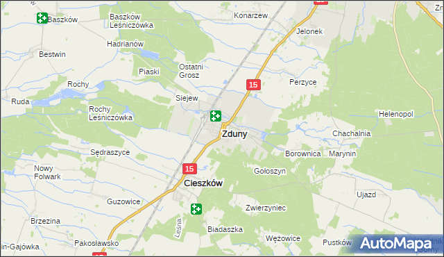 mapa Zduny powiat krotoszyński, Zduny powiat krotoszyński na mapie Targeo