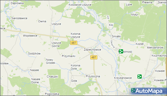 mapa Zdziechowice gmina Gorzów Śląski, Zdziechowice gmina Gorzów Śląski na mapie Targeo