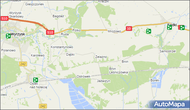 mapa Żelazno gmina Wyrzysk, Żelazno gmina Wyrzysk na mapie Targeo