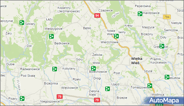 mapa Zelków, Zelków na mapie Targeo