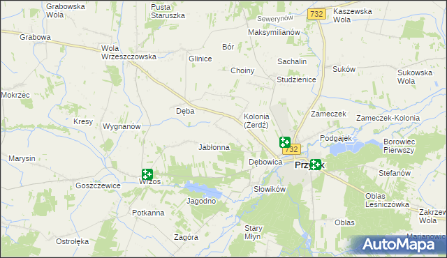 mapa Żerdź gmina Przytyk, Żerdź gmina Przytyk na mapie Targeo