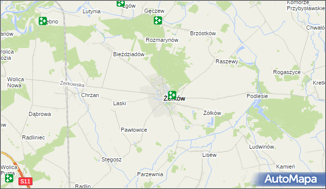 mapa Żerków powiat jarociński, Żerków powiat jarociński na mapie Targeo