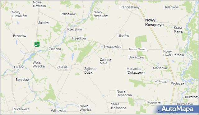 mapa Zglinna Mała, Zglinna Mała na mapie Targeo