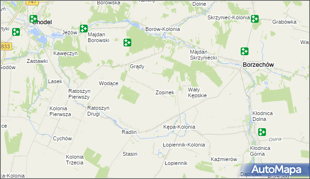 mapa Zosinek gmina Chodel, Zosinek gmina Chodel na mapie Targeo