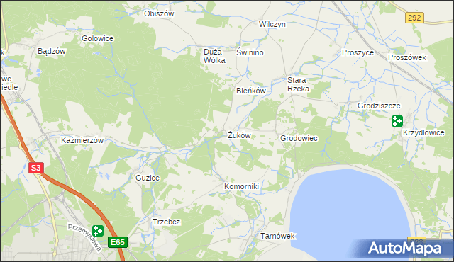 mapa Żuków gmina Polkowice, Żuków gmina Polkowice na mapie Targeo