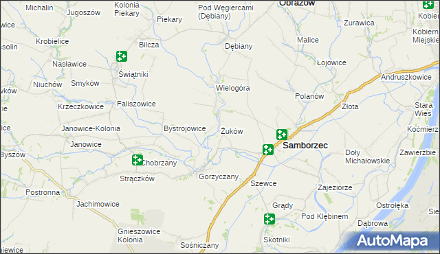mapa Żuków gmina Samborzec, Żuków gmina Samborzec na mapie Targeo