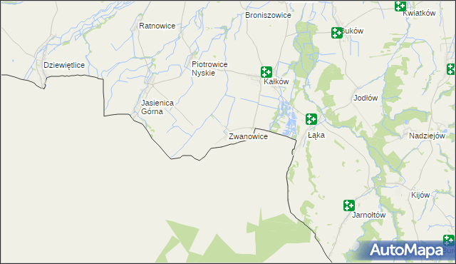 mapa Zwanowice gmina Otmuchów, Zwanowice gmina Otmuchów na mapie Targeo