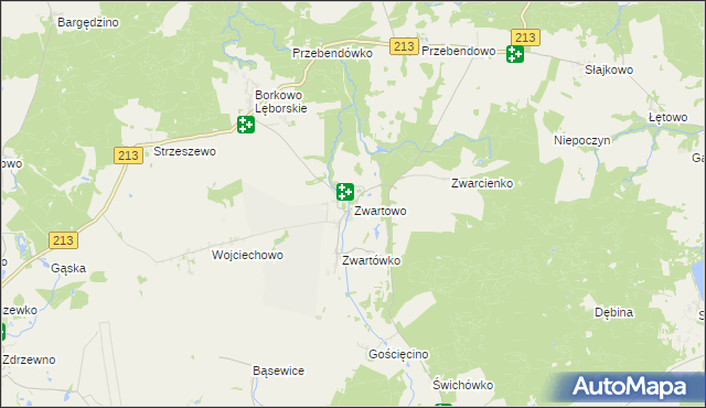 mapa Zwartowo gmina Choczewo, Zwartowo gmina Choczewo na mapie Targeo