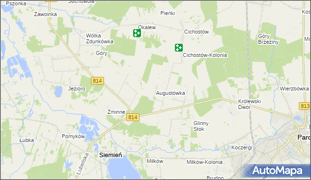 mapa Augustówka gmina Siemień, Augustówka gmina Siemień na mapie Targeo