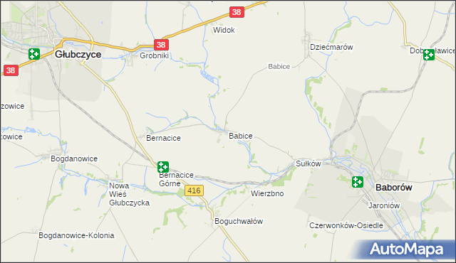 mapa Babice gmina Baborów, Babice gmina Baborów na mapie Targeo