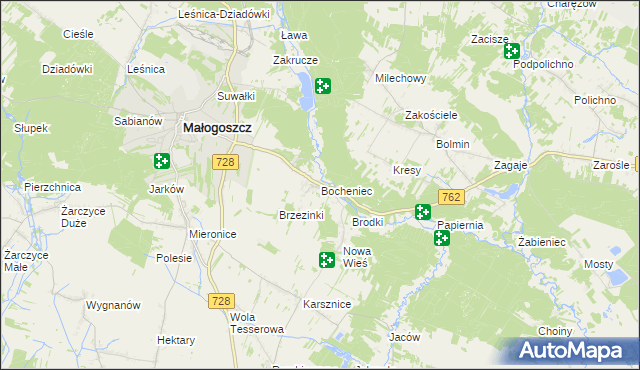 mapa Bocheniec gmina Małogoszcz, Bocheniec gmina Małogoszcz na mapie Targeo