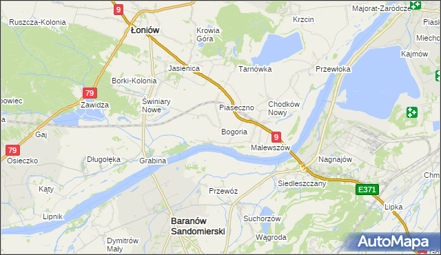 mapa Bogoria gmina Łoniów, Bogoria gmina Łoniów na mapie Targeo